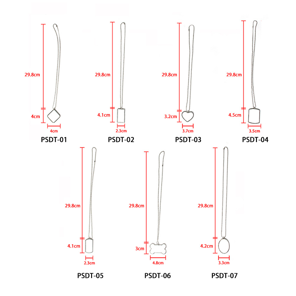 Transferencia térmica colgante para mascotas de metal colgante para mascotas de doble cara para hacer una placa de identificación colgante para mascotas de aleación de zinc