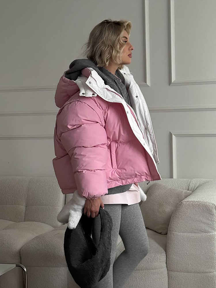 Modas pequeñas y frescas, cálidas, color brillante, abrigo de algodón de manga larga, invierno 2025 nuevo estilo europeo y americano transfronterizo