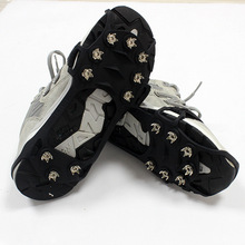 户外登山野营防滑10齿冰爪十齿魔术贴冰爪防滑鞋套鞋钉硅胶冰抓