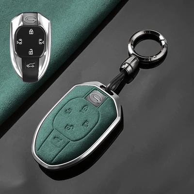 Car key bag: m6pro Case Buckle - chuanqi-c-five-key-tarnish-aluminum-alloy-dark-green-suede-convenient-buckle