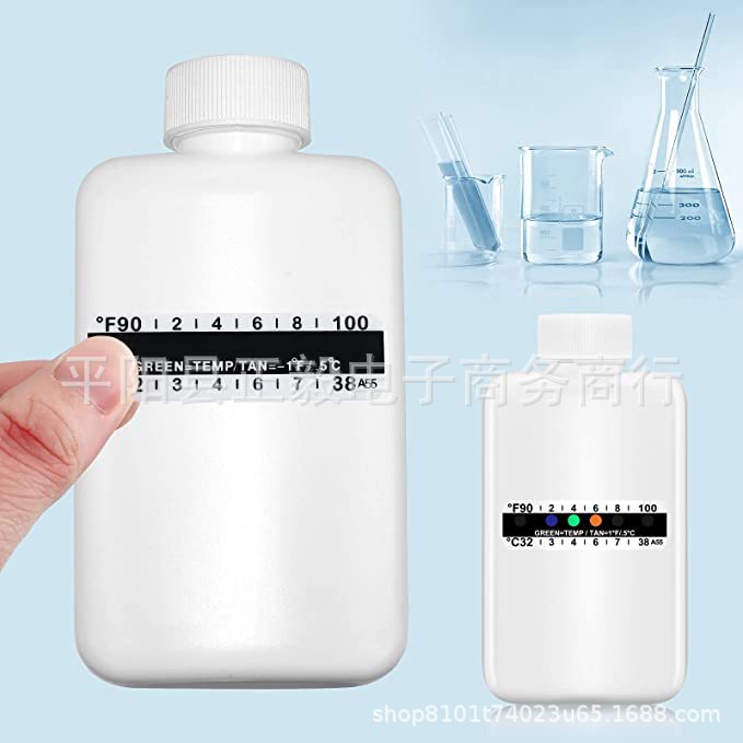 Amazon 12 Unids botella de prueba de orina termómetro pegatinas traje portátil herramienta de detección de orina papel de prueba de temperatura autoadhesivo