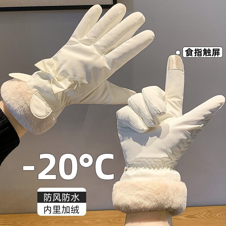 秋冬用の暖かい手袋、ベルベットの厚みのある肌ざわりの生地、防風性と撥水性のアウトドアスポーツスキータッチスクリーン手袋|undefined