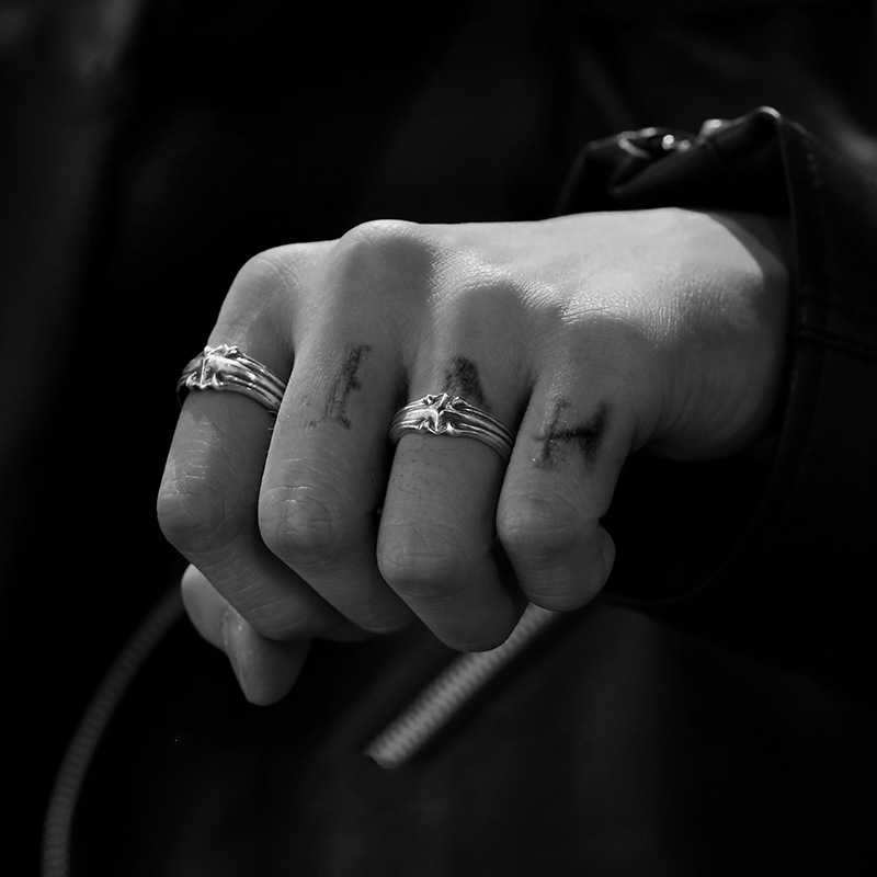 Retro Sternenhimmel Ring Für Herren Aus Thailändischem Silber_voghion.com