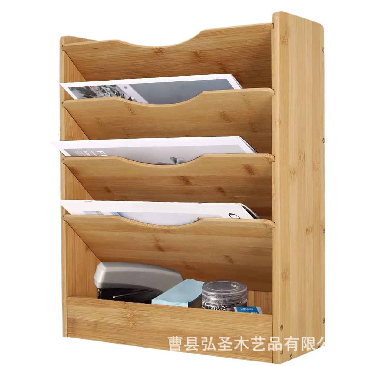 Soporte de almacenamiento multicapa de madera de Amazon Soporte de archivo de revista de oficina de la escuela Estantería de lectura del aula