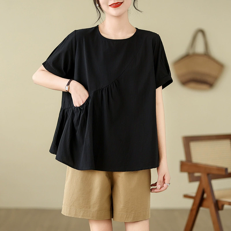 В наличии, женская рубашка Dongdaemun из хлопка и льна, свободная рубашка больших размеров M 4XL 100kg