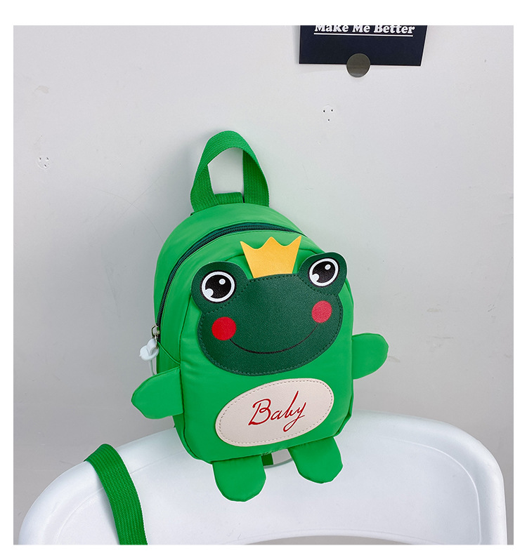 Kindergarten schoolbag for children, boys and girls, 1-3-5 years old, anti-wandering rope, cute frog, double-shoulder baby small backpack undefined