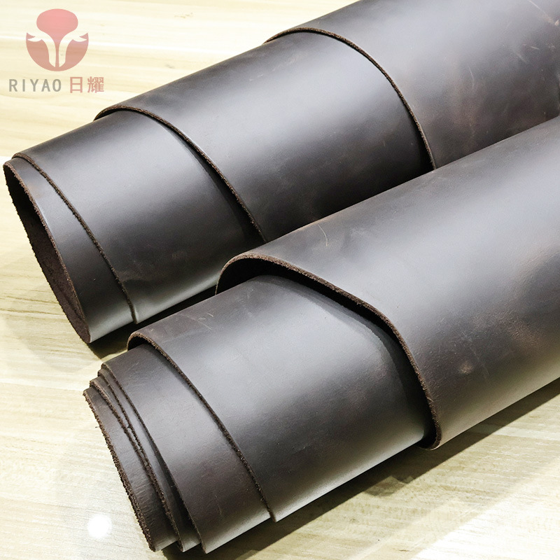 工厂直批A级头层牛皮革 复古变色皮料鞋子箱包皮具压模通用疯马皮