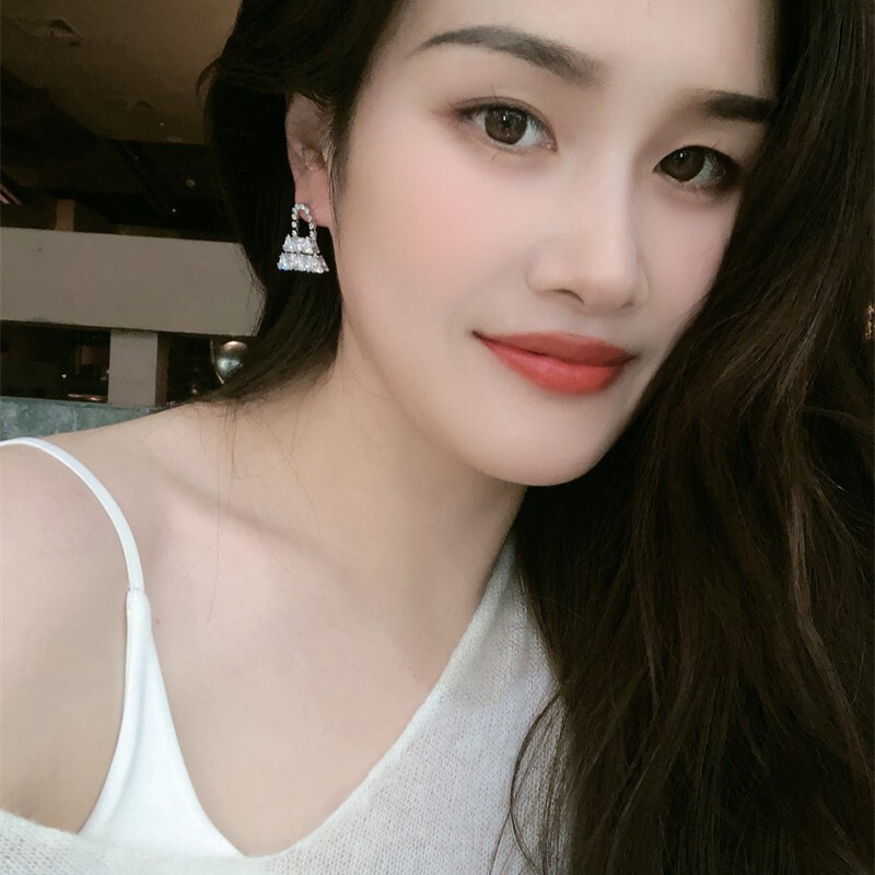 小香风精致镶锆爆闪包包耳钉优雅时尚气质大气耳环轻奢高级感耳饰|undefined