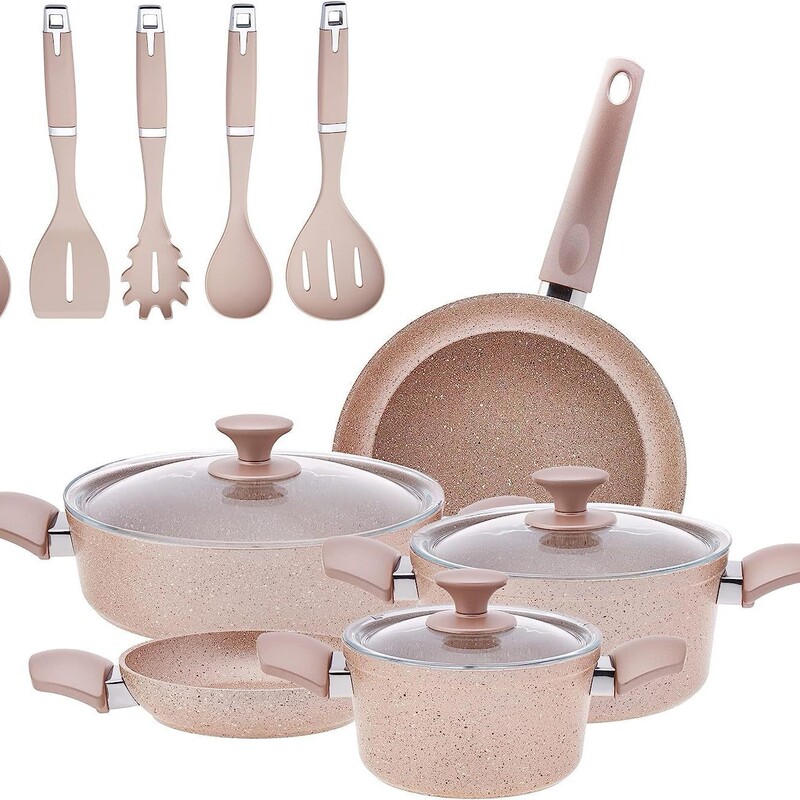 13-piece cookware set-non-stick and electromagnetic pot suit pot with glass lid granite frying pan shallow dish dishwasher 13-piece cookware set-non-stick and electromagnetic pot suit pot with glass lid granite frying pan shallow dish dishwasher