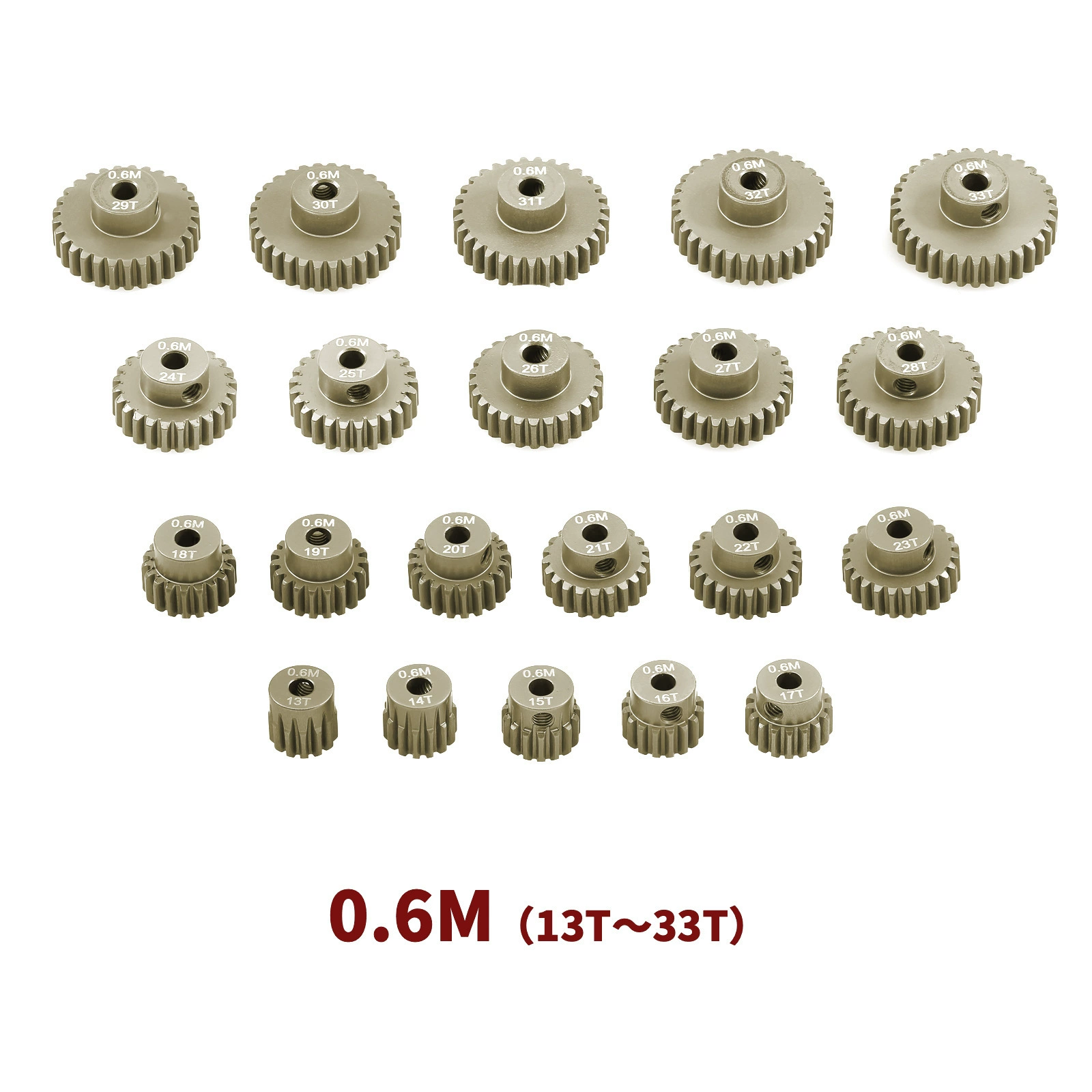 7075 aluminum alloy hard oxygen 13-33T 3.175-hole gear m0.6 mold 1/10 climbing motor deceleration teeth