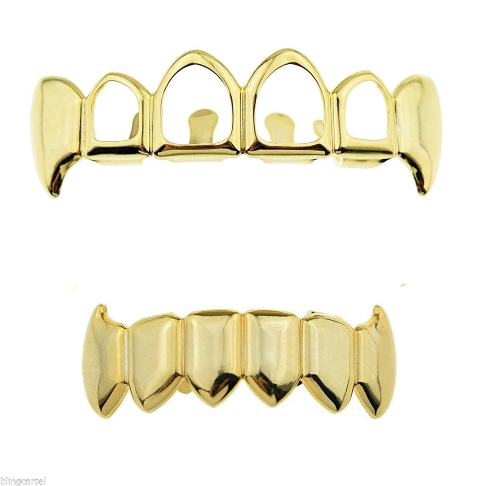 Europeo y americano nuevo hip hop personas real chapado en oro tirantes cóncavo-convexo Plaid textura hip hop tirantes grandes dientes de oro
