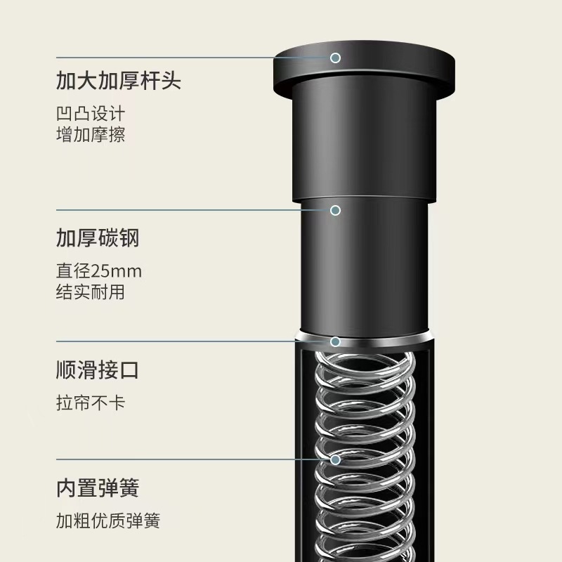 厂家现货代发伸缩杆免打孔晾衣杆可伸缩浴帘杆卫生间浴室杆撑衣杆|undefined