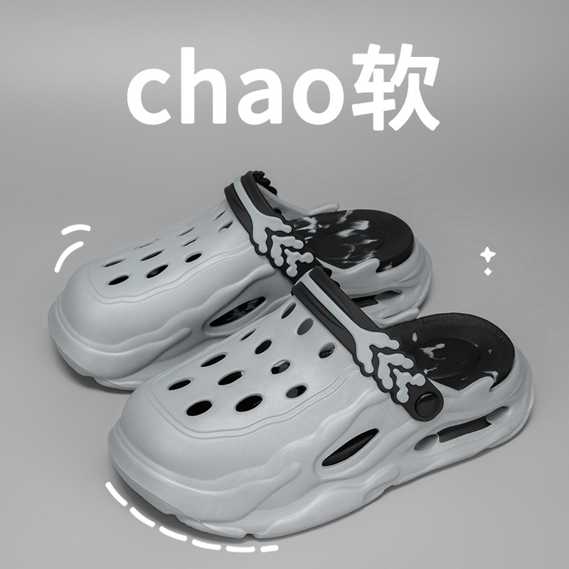 Sandalias deportivas para hombres de verano anti-deslizante con una parte inferior gruesa dos zapatillas de playa de rafting