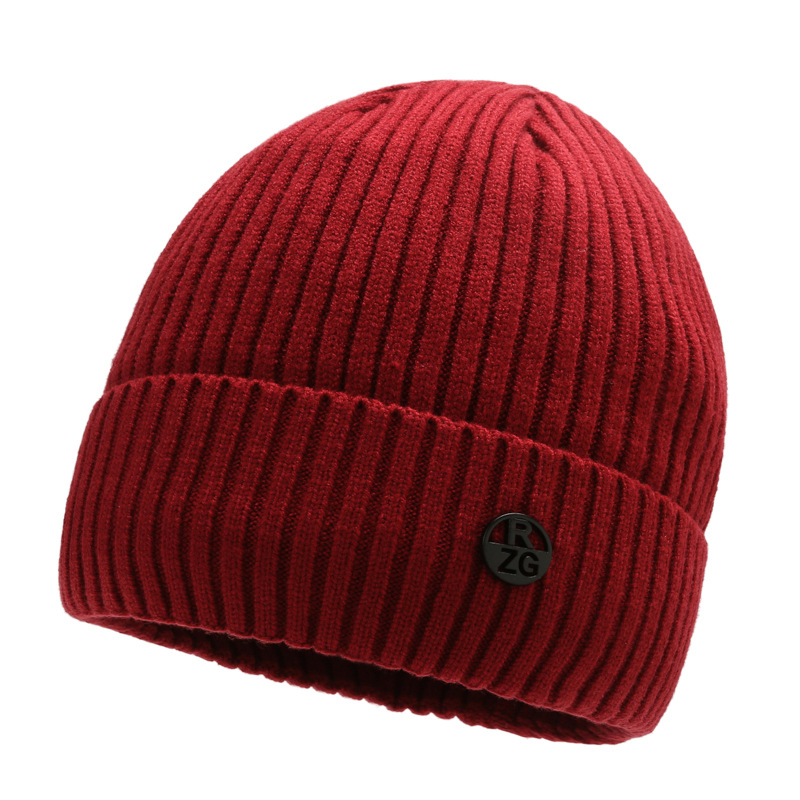 Autumn and Winter Knitted Hat Solid Color Spot Warm Cold-proof Hat for Men and Women Korean Fashion Wool Hat with Velvet Thickening