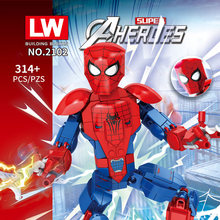 乐玩LW2102拼装积木复仇者联盟儿童玩具超凡蜘蛛英雄机甲人偶礼品