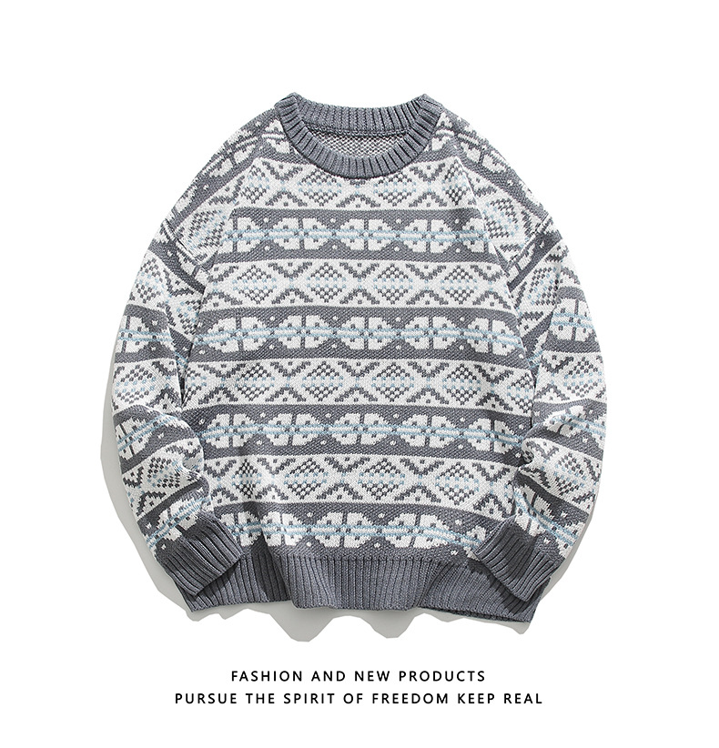 Men's Clothing retro heavyweight round neck knitted sweater men's loose lazy trend brand Japanese autumn pullover sweater_voghion.com