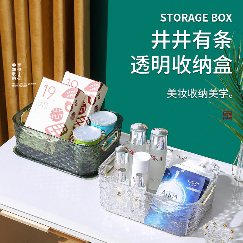 Light Luxury Desk Organizer Vanity Makeup Table Lipstick Skincare Product Mask Storage Box Transparent Acrylic Cosmetic Organizing Box