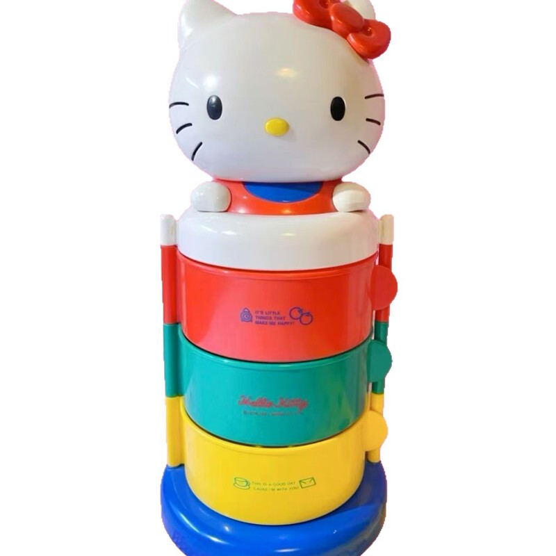 KT三层旋转收纳盒摆件猫头收纳架女生礼物送闺蜜饰品|undefined