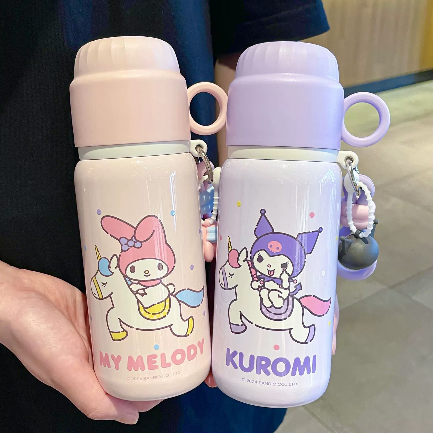 Термос Sanrio Kuromi, вакуумный, высококачественный, детский, с двойным отсеком для питья, для школы, новая модель