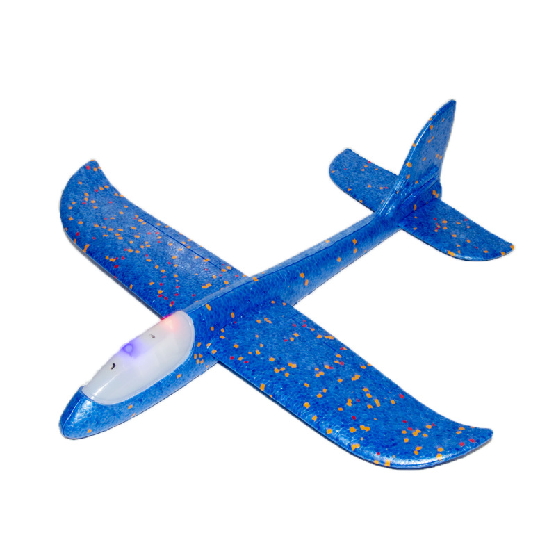 Avión de espuma de lanzamiento manual luminoso LED, planeador de maniobra acrobática, avión de espuma de juguete para niños, grande 48cm