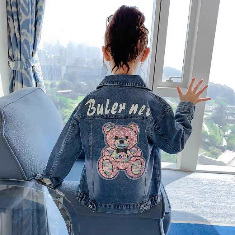 Джинсовое пальто для девочек, весна и осень 2022, новинка, осенняя джинсовая одежда для девочек в Корейском стиле, детский топ в западном стиле