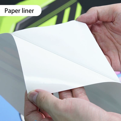 High-polymer PVC painted white film with air release channels, easy to peel off without leaving any adhesive residue, suitable for car body stickers (Auto Color Change Film) - high-polymer-painted-white-film-with-air-channel-paper-backing-15258m