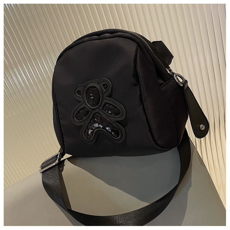 commuter leisure bear sequined Oxford cloth bag crossbody bag chest bag shell bag_voghion.com
