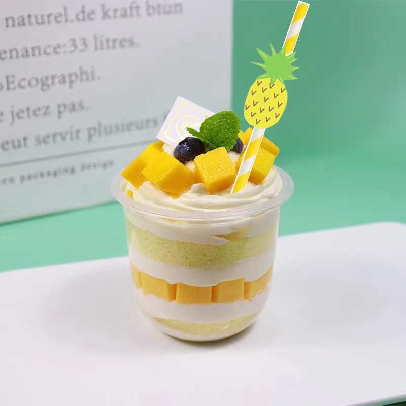 Fiesta transfronteriza suministra paja de fruta creativa carambola paja de cal Maxi paja de papel desechable en lote de stock