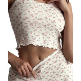 Two piece set of women's camisole shorts and pajamas