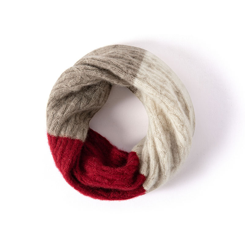 Lekasha cashmere100% pure cashmere warm three-color patchwork neck warmer pullover knitted fashion neck warmer