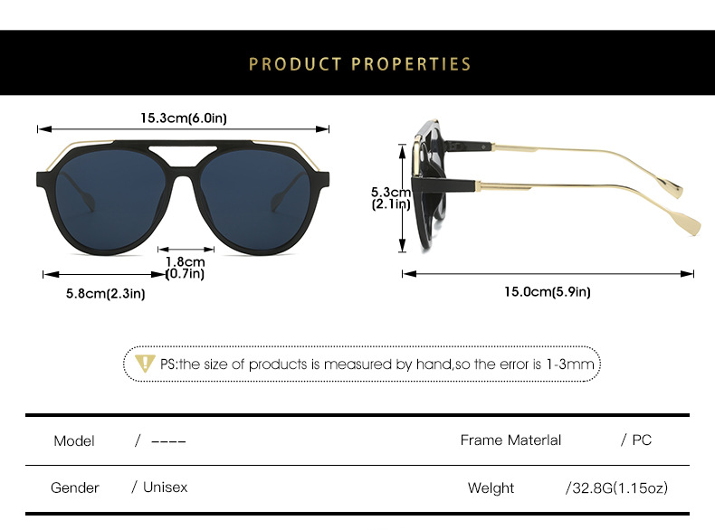 55g Weight Full Frame Glasses Structure Basic Simple Style Gradient Color PC UV400 Protection Toad Glasses Full Frame Women's Sunglasses