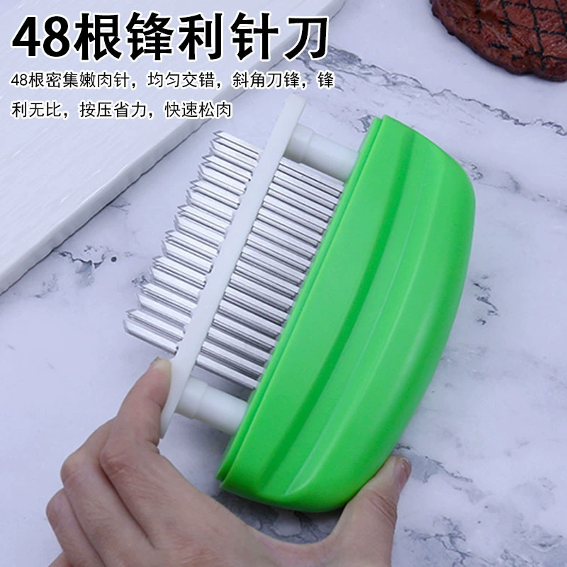 [不锈钢48针松肉器嫩肉针按压入味扎肉器厨房猪牛排断筋器锤肉工具]