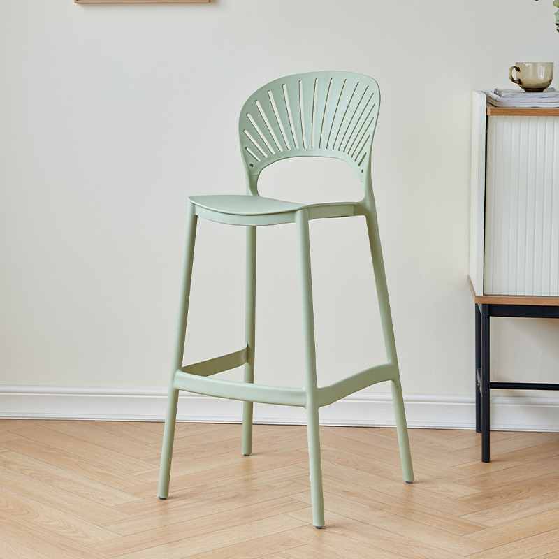 Silla de bar con respaldo superpuesta minimalista nórdico PP silla de bar de concha de plástico