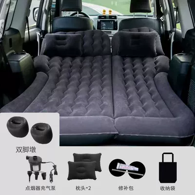 Vehicle-mounted inflatable bed | Obstructions - multi-purpose-car-inflatable-bed-wave-black-double-piers-headrest-electric-pump