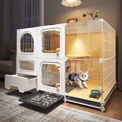 全景猫笼子超大自由空间家用室内猫窝厕所一体一室一厅一卫猫别墅