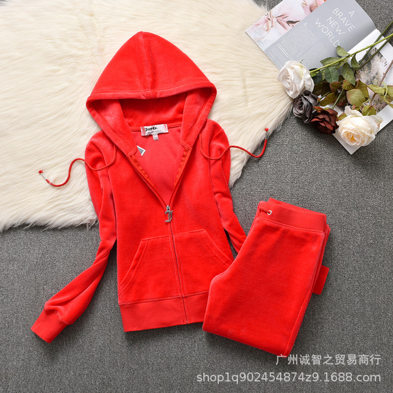 Buy quality New Velvet Casual Sports Suit Women's Hot Drill Letter