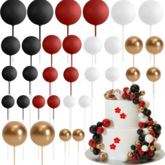 ネットレッドケーキ装飾金球銀球カラーボール透明球振り子プラグイン誕生日パーティーデザート台32個入り