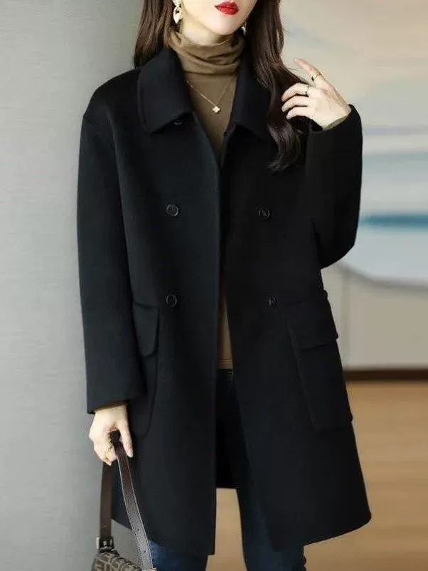 Шерстяной пальто демисезонное, женское mid-length свободный крой, корейский/Chanel стиль, утолщённый