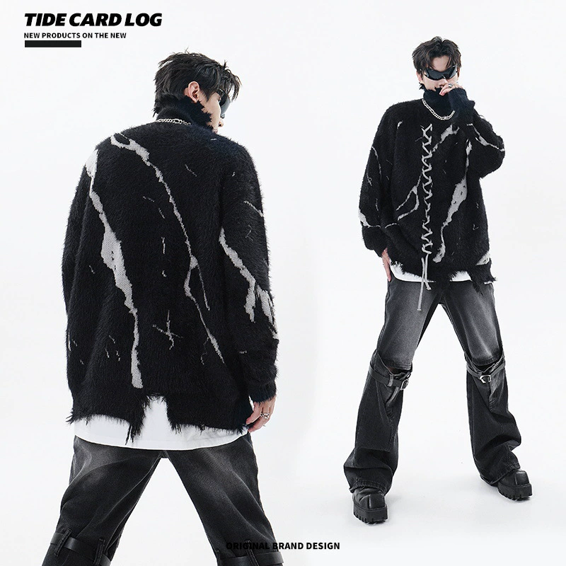 Тайд Карта Лог | осень и зима новый Diablo Break Border Design Ace of Flower Piece Piercing Speaker Sweaters