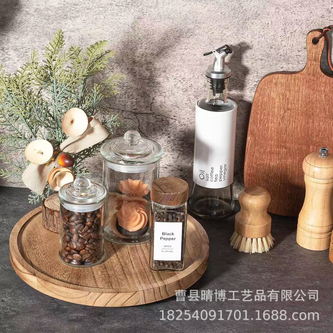 木质厨房调料收纳架家用桌面香薰摆件托盘实木浴室洗漱用品储物架