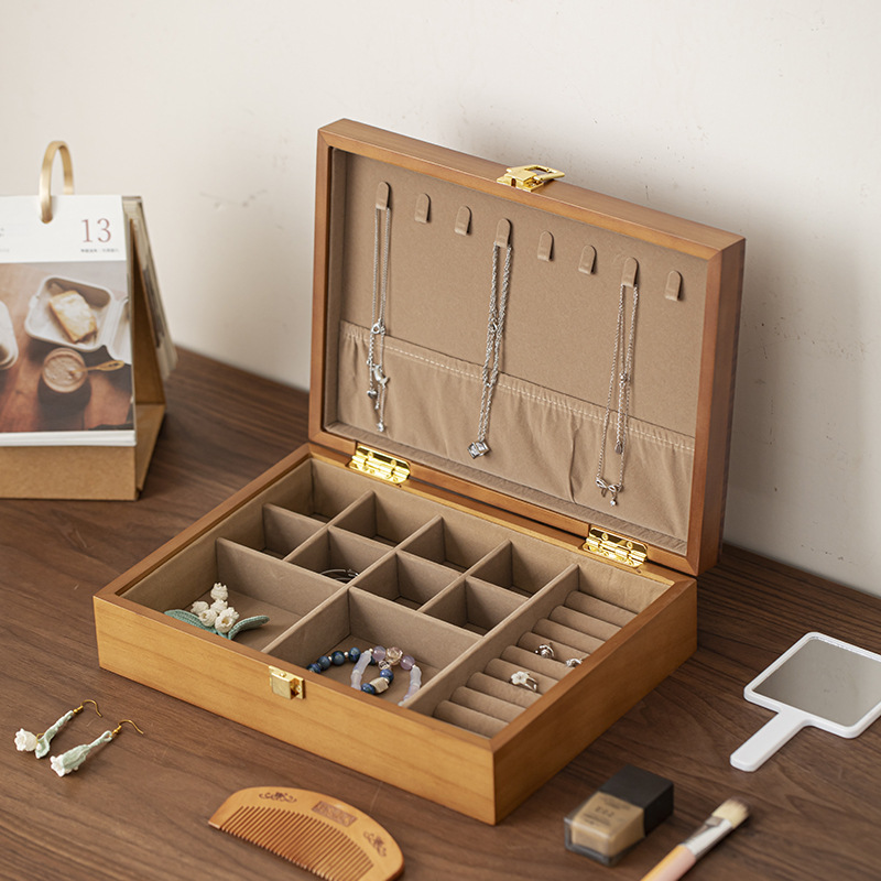 Jewelry Box Storage Box Solid Wooden Handicrafts Finishing Box Ring Bracelet Necklace Vintage Jewelry Box Wedding Gifts