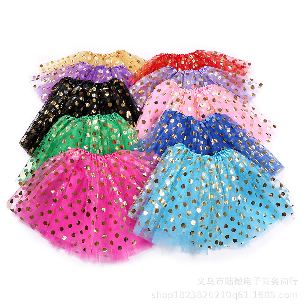 Amazon AliExpress European and American children polka dot sequins puffy skirt wave dot dance skirt TUTU gauze skirt factory outlet