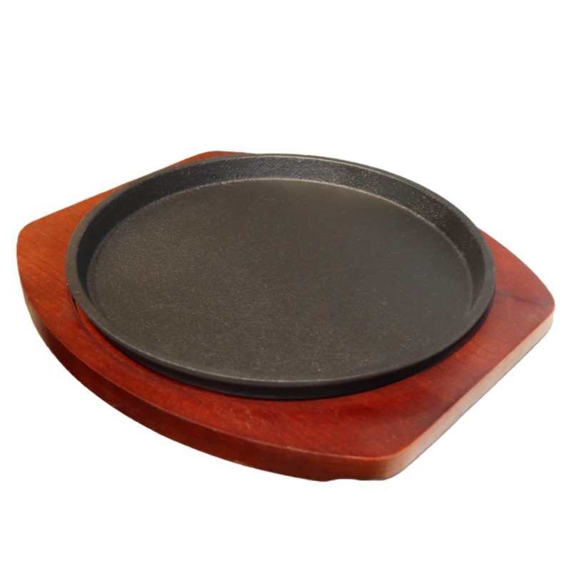 Bandeja de horno de hierro fundido placa de madera de alta calidad engrosada carne de res frita plato de comida occidental fabricante mayorista de placa de hierro placa de hierro comercial image 6