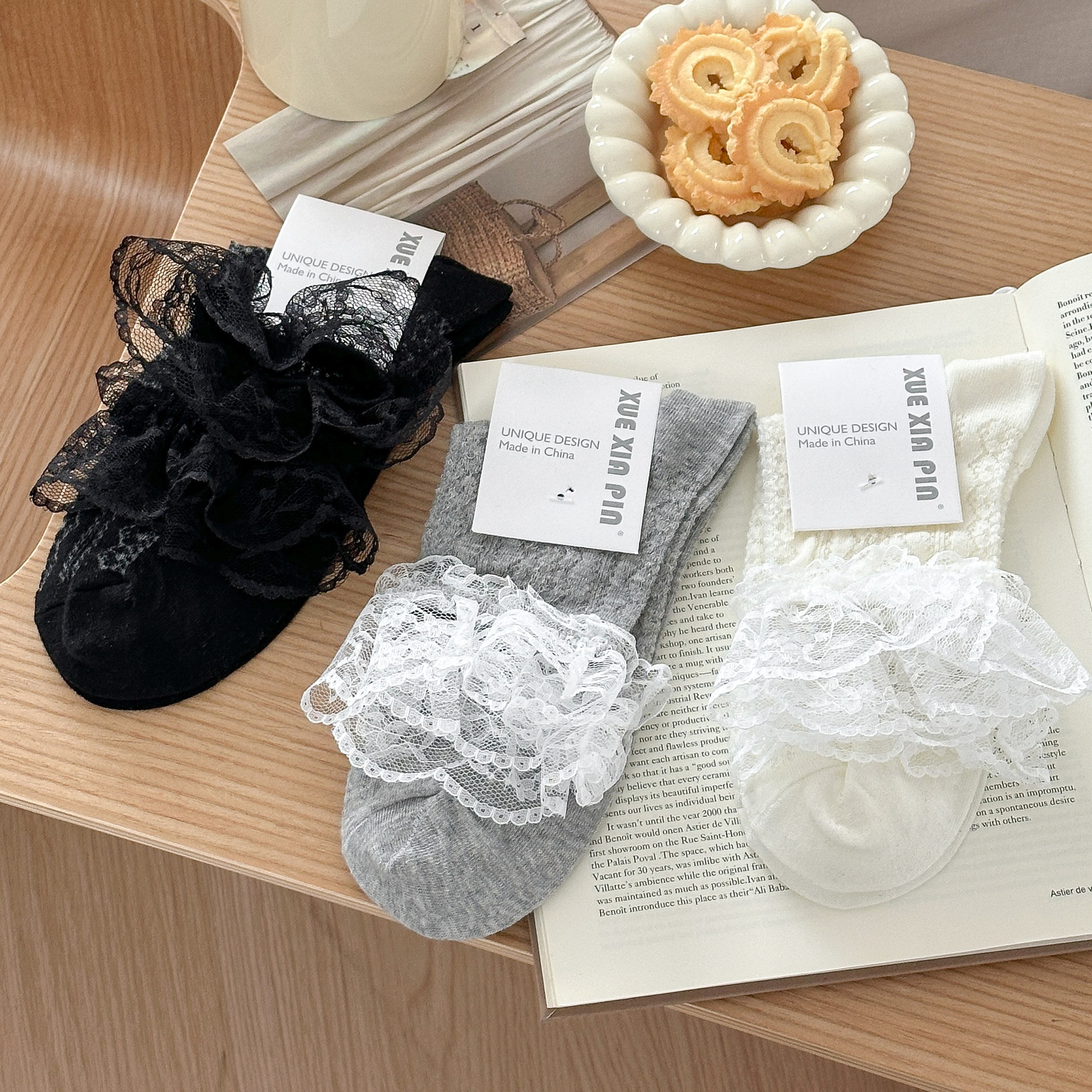 日系镂空网眼蕾丝花边堆堆袜女配玛丽珍jk中筒仙女春夏新款洛丽塔