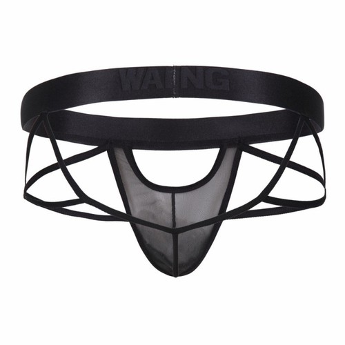 Men's underwear, mesh transparent, imitation leather, sexy butt lifting men's double thong T-pants 1042SD