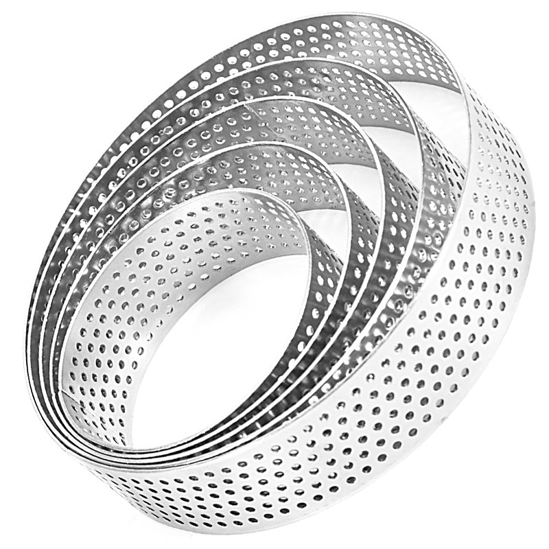 430ステンレス円形穴付きタワーリングパンチフレンチ式フルーツタルトリング5-21cmマルチサイズムスリング餅金型|undefined