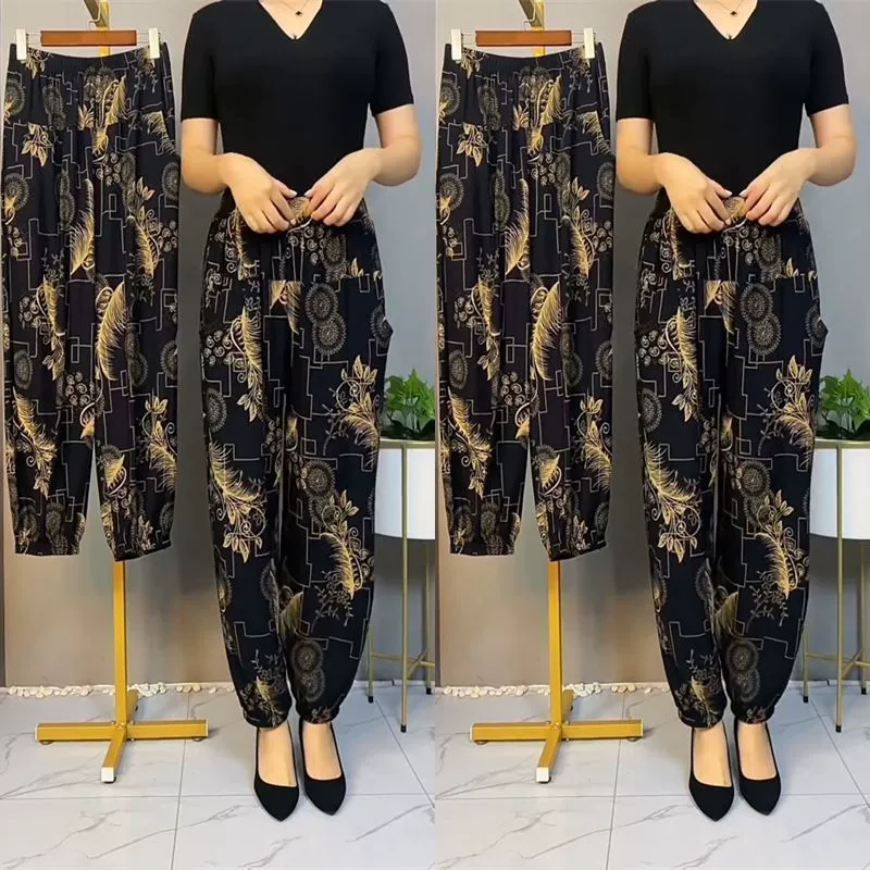 Новые летние высококачественные женские брюки-фонарики, стильные тонкие брюки-морковки, женские брюки-джоггеры больших размеров с принтом в этническом стиле