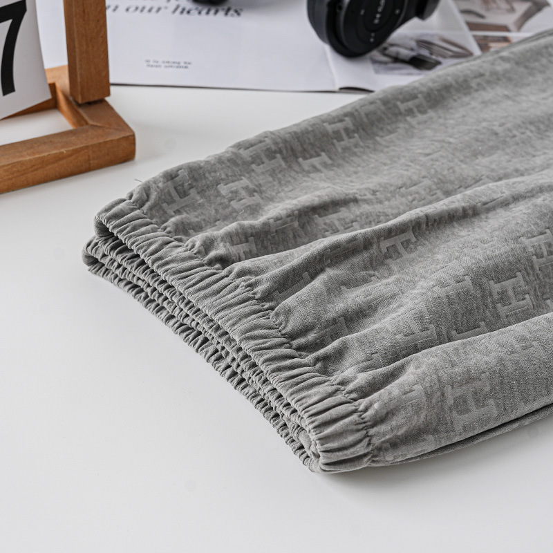 Jacquard de alta sensación nubes de algodón pijama de hombre primavera y otoño pantalones casuales de manga larga se pueden usar ropa de casa de verano