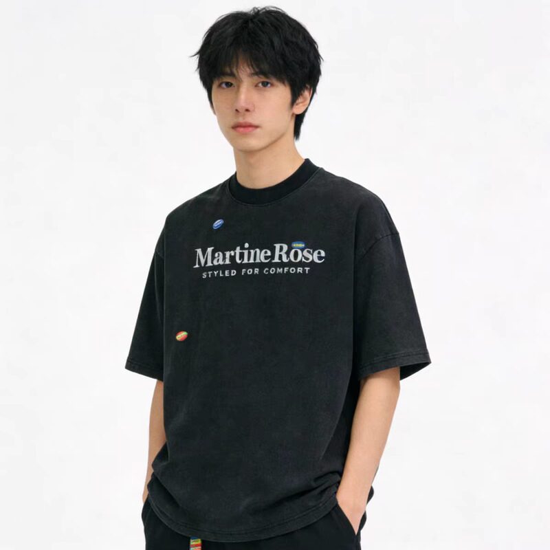 Martine Rose 26Ss Lettered Round Neck Loose Short-Sleeved T-Shirt Street Fashion American Simple Style Unisex