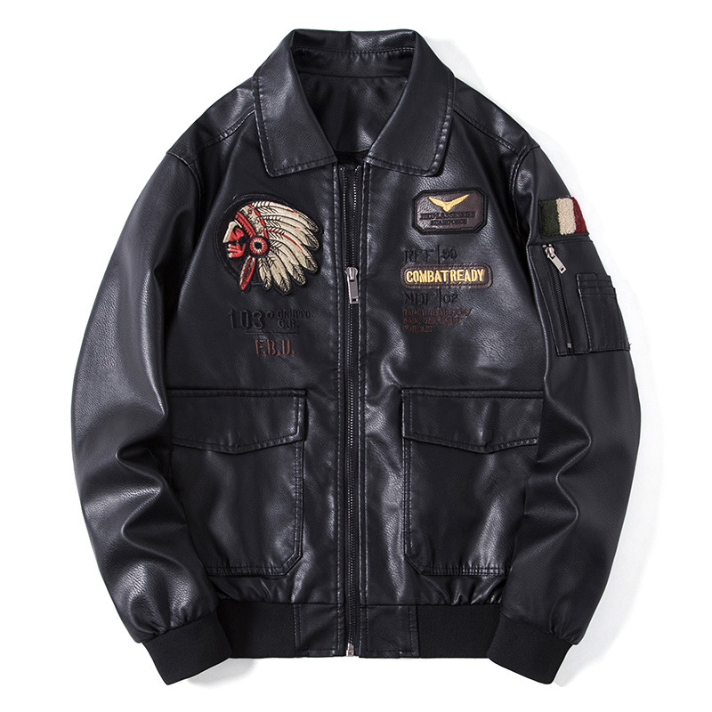 Ανδρικά ρούχα υψηλής ποιότητας όρθιο γιακά κεντημένο δερμάτινο μπουφάν μοτοσικλέτας ανδρικό κοντό στυλ μοντέρνο μάρκα όμορφο λεπτό δερμάτινο τζάκετ μοντέρνο_voghion.com